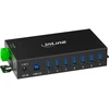„InLine“ pramoninis USB šakotuvas 3.2 „Gen 1“ – 7 prievadai – aliuminio korpusas – montuojamas ant DIN bėgelio – 5 Gbps – modelis 33456B – juodas