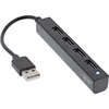 InLine® USB 2.0 HUB, 4 prievadai, USB-A kištukas iki 4x USB-A lizdas, juodas, 15 cm, plonas dizainas