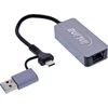 InLine USB 3.2 iki 5 Gb/s tinklo adapteris, USB-C+USB-A adapteris į RJ45
