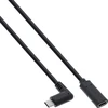 InLine® USB 3.2 kabelis, C tipo kištukas kampu į moterišką, juodas, 0,5 m