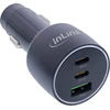 InLine® USB automobilinis maitinimo adapteris Power Delivery, 2x USB-C + QC USB-A, juodas, maks. 100W