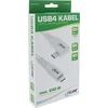 InLine® USB4 kabelis, USB Type-C, viena pusė kampu, PD 240W, 8K60Hz, TPE baltas, 1,5 m
