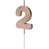 PartyDeco Gimtadienio žvakutė su smeigtuku nr 2 rausvai auksinė 4,5cm
