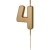 PartyDeco Gimtadienio žvakutė su smeigtuku nr 4 auksinė 4,5cm