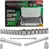 Įrankių rinkinys Rockforce Įrankių rinkinys 3/8" 20el. su nasadkami (6-22mm), adapterami i przedłużkami