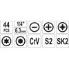 Įrankių rinkinys Yato 44 l. (YT -39280)