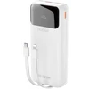 Dudao K15Pro Power Bank 20000mAh 22.5W PD USB-C / USB-A / integruotais Lightning ir USB-C kabeliais – baltos spalvos