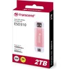 TRANSCEND ESD310P 2TB Išorinis kietasis diskas SSD USB 10Gbps Type C/A Rožinė