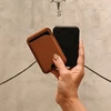Jabees magnetinė „Magsafe“ telefono piniginė 4 kortelėms su RFID užraktu ir stovu / „Magwallet“ saugi, juoda