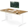 Jan Nowak Elektrinis reguliuojamo aukščio stalas su stalčiumi ir bevieliu Qi įkrovikliu, baltas/auksinio ąžuolo, 1400 mm: ELLIS (5907367514759)