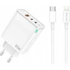 Jellico Charger Quick Charger 65W 2 x USB-C USB3.0 laidas skirtas iPhone Lightning