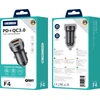 JELLICO automobilinis įkroviklis F4 PD 20W 1xUSB-C + 1xUSB QC3.0 + laidas „Lightning“ Juodas