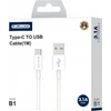 Jellico B1 Izturīgs-Mīksts Universāls USB uz USB-C Datu &amp; Ātrās uzlādes PD 20W Kabelis 1m Balts