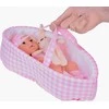 Jokomisiada Baby Doll Newborn dėvi rožinės spalvos kepurės suknelę + triušis ZA 5007 RO