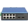 Šakotuvas Jungiklis Digitus DIGITUS Industrial 8+2-Port Fast Ethernet Switch 8 Port FE RJ45 2 GE SFP prievadai