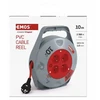 Kabelio ritė Emos P19410N 10m 4 lizdai PVC 230V 10A 1mm2 IP20 raudona/juoda
