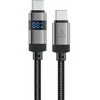 Acefast C15-04 USB-C – USB-C kabelis su ekranu 480Mb/s 66W 1.2m – Juodos spalvos