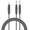 Audio laidas 3.5mm į 2x6.3mm jungtys