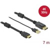 DELOCK HDMI M DisplayPort M 4K laidas 7m maitinamas USB A M juodas