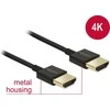 DELOCK kabelis didelės spartos HDMI su eternetu – HDMI-A kištukas > HDMI-A vyriškas 3D 4K 0,5 m Slim Premium