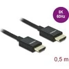 DELOCK HDMI koaksialinis M/M v2.1 kabelis 0.5m 8K 60Hz braiding juodas