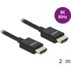 DELOCK HDMI koaksialinis M/M v2.1 kabelis 2m 8K 60Hz braiding juodas