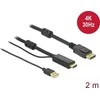 DELOCK HDMI M DisplayPort M 4K laidas 2m maitinamas USB A M juodas