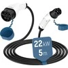 Ansmann 1900-0119 2 tipo automobilio įkrovimo laidas, 22kW, 5m