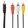 GEMBIRD CCA-4P2R-2M Gembird garso kabelis JACK 3,5 mm (4 kontaktų) M / 3x RCA (CINCH) M, 2M, juodas