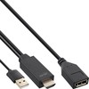 Kabelis InLine HDMI - HDMI + USB-A 0.3m juoda (17168P)