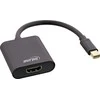 InLine Cable ® Mini DisplayPort HDMI adapteris aliuminis su garsu, 4K/60Hz, juodas, 0,15 m