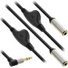 Kabelis InLine ® Slim Audio Y- Cable 3.5mm M iki 2x F, su tūrio kontrolės 0.25m