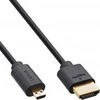 Kabelis InLine ® Slim Ultra didelio greičio HDMI kabelis AM / DM (Micro) 8K4K aukso plakiruoti juoda 0.3m