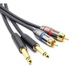 Kabelis Mozos Jack 6,3mm - RCA (Cinch) x2 3m juoda (MCABLE- 2JT2R)