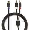Nedis Stereo Audio kabelis 2x RCA (M) - RCA (F) 0.20 m juoda