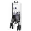„Nedis“ subalansuotas garso kabelis, 2x XLR 3 kontaktų (M) - 2x XLR 3 kontaktų (F), 1,50 m, tamsiai pilkas