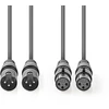 „Nedis“ subalansuotas garso kabelis 2x XLR 3 kontaktų (M) - 2x XLR 3 kontaktų (F) 5,00 m tamsiai mėlynas