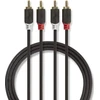 Kabelis Nedis Audio Cable 2x RCA -> 2 x RCA 2m Juodas
