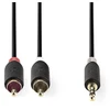 Kabelis Nedis Aux Audio Cable 3.5 mm -> 2x RCA 0.5m Juodas