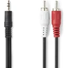 Kabelis Nedis 3.5mm 2 x RCA 1m (CAGL22200BK10)