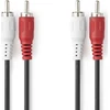 Kabelis Nedis 2 x RCA 1 m (CAGL24200BK10)