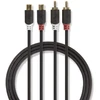 Nedis Stereo Audio kabelis 2x RCA (M) - 2x RCA (F) 2.00 m juoda