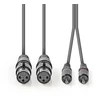„Nedis“ subalansuotas garso kabelis, 2x XLR 3 kontaktų (F) - 2x RCA (M), 1,50 m, tamsus pjūklo dantų formos