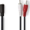 Kabelis Nedis 2 x RCA 3.5 mm 0,2 m Juodas (CAGB22255BK02)