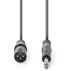 „Nedis“ subalansuotas garso kabelis XLR 3 kontaktų (M) - 6,35 mm lizdas (M) 3,00 m, tamsus pjūklo dantų raštas
