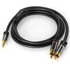 Kabelis PremiumCord Jack 3.5mm - RCA (Cinch) x2 3m juoda (kjqcin3)