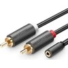 UGREEN AV102 2x RCA (Cinch) kištukai - 3.5mm lizdas kabelis 3m juodas