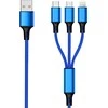 USB kabelis 2GO USB-A - USB-C + microUSB + Žaibas 1,5 m mėlyna (797151)