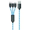 USB kabelis 2GO USB-A - USB-C + microUSB + Žaibas 1,5 m mėlynasis (797315)