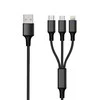 USB kabelis 2GO USB-A - USB-C + microUSB + Žaibas 1,5 m Juodas (797153)